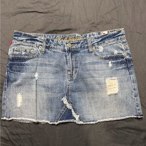 Light Blue Distressed Denim Mini Skirt by Levi's